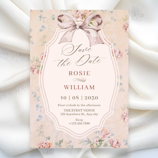 Trouw met vintage strik save the date