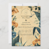 Trouw met Vintage Tropische Botanische Thema Kaart (Voorkant)