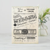 Trouw met vintage typografie kaart (Staand voorkant)