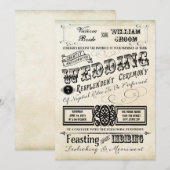 Trouw met vintage typografie kaart (Voorkant / Achterkant)