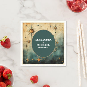 Trouw met Vintage Watercolor Celestial Servet