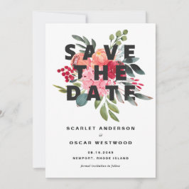 Trouw met Vintage Waterverf Botanicals Save The Date