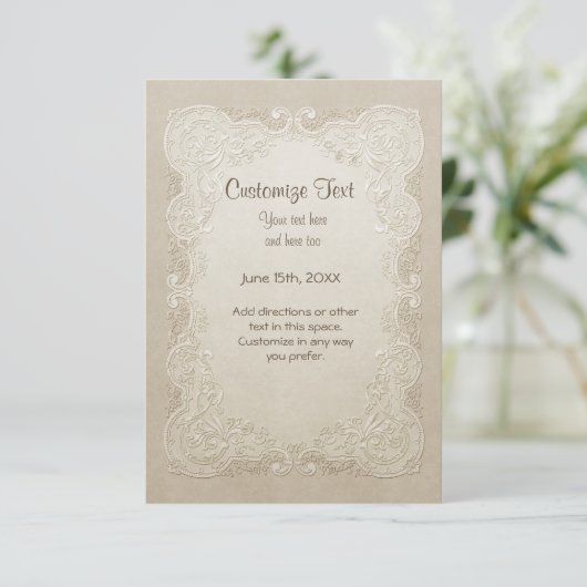 Trouw met vlindermotief in kanten stof kaart (Staand voorkant)