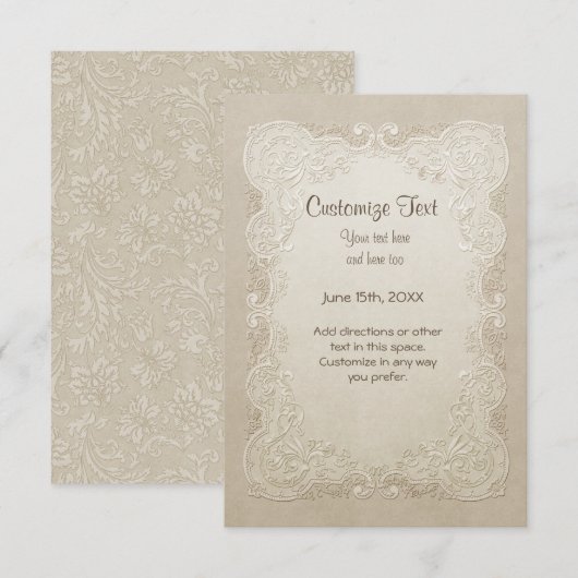 Trouw met vlindermotief in kanten stof kaart (Voorkant / Achterkant)