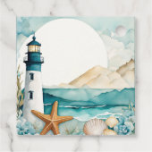 Trouw met vuurtoren in nautische stijl  bedankjes labels (Achterkant)