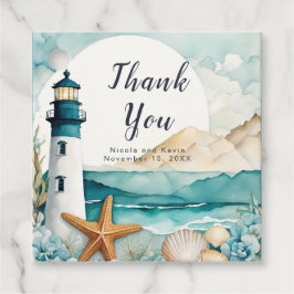 Trouw met vuurtoren in nautische stijl  bedankjes labels