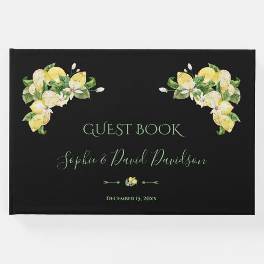 Trouw met waterverf citroen tropisch gastenboek (Voorkant)