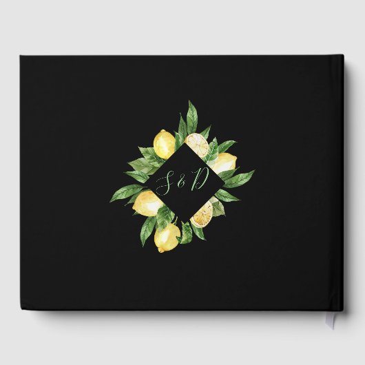 Trouw met waterverf citroen tropisch gastenboek (Achterkant)