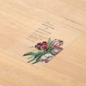 Trouw met Waterverf Paarse Tulpen Acryl Uitnodigingen (Laagn)