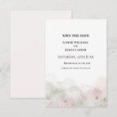 Trouw met waterverf roze save the date (Voorkant / Achterkant)