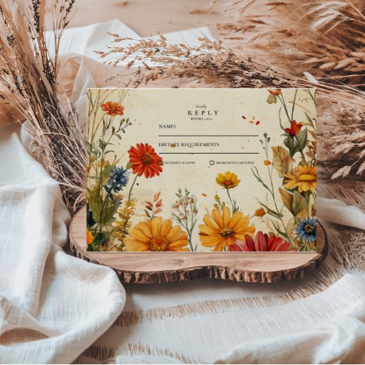 Trouw met Weelderige Herfstbloemen RSVP Kaartje