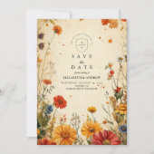 Trouw met Weelderige Herfstbloemen Save The Date (Voorkant)
