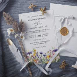 Trouw met wilde bloemen elegante moderne budget QR Kaart