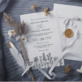 Trouw met wilde bloemen elegante moderne budget QR Kaart