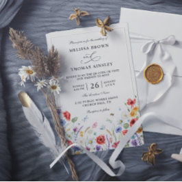 Trouw met wilde bloemen elegante moderne budget QR Kaart