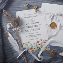 Trouw met wilde bloemen elegante moderne budget QR Kaart
