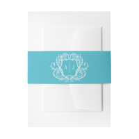 Trouw met wingerdrankroos turquoise monogram wapen