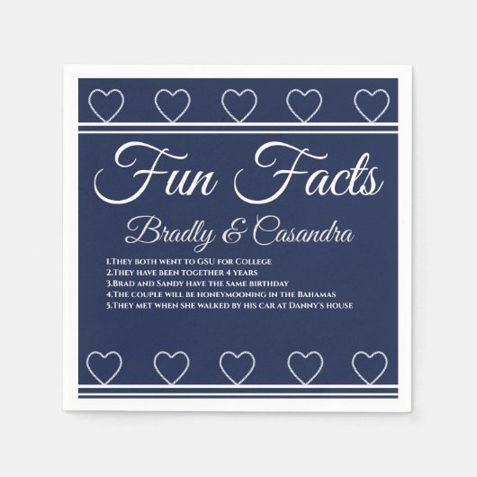 Trouw met zeemotief Navy-blue Touw Hartjes Leuke F Servet (Voorkant)