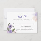 Trouw met Zoete Paarse Bloemen RSVP Kaartje (Voorkant)