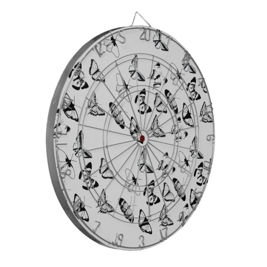 Trouw met Zwarte en Witte Vlinders Dartbord (Voorkant Links)