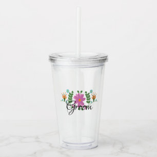 Trouw Mexicaanse Volk Bloemrijke Monogram Acryl Drinkbeker
