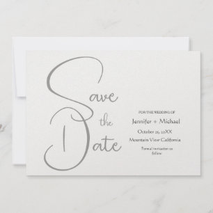 Trouw Minimalistische Eenvoudige Grijze Calligrafi Save The Date