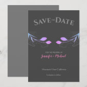 Trouw Minimalistische Huwelijk Chic Grijs Bloem Save The Date (Voorkant / Achterkant)