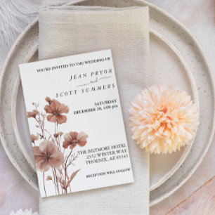 Trouw Mocha Mousse Wilde Bloemen Kaart