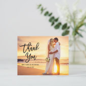 Trouw Moderne Blk Borstel Schrift Bedankt Briefkaart (Staand voorkant)