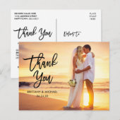 Trouw Moderne Blk Borstel Script Bedankt Briefkaart (Voorkant / Achterkant)