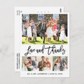 Trouw Moderne Borstel Schrift Liefde Dank 4 Foto Briefkaart (Voorkant / Achterkant)