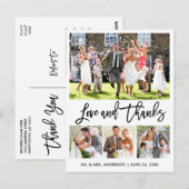 Trouw Moderne Borstel Schrift Liefde Dank Je 4 Fot Briefkaart (Voorkant / Achterkant)