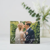 Trouw Moderne Calligrafie Koppel Foto Bedankt Briefkaart (Staand voorkant)