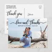 Trouw Moderne Calligrafie Liefde en Dank Foto Briefkaart (Voorkant / Achterkant)