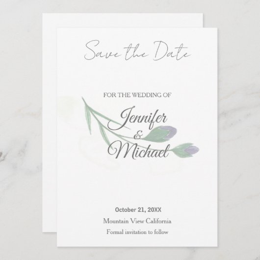 Trouw Moderne Minimalistische Eenvoudige Calligraf Save The Date (Voorkant / Achterkant)