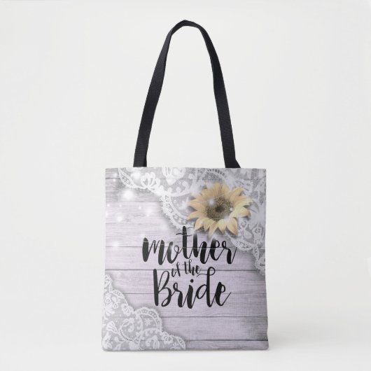 Trouw Moeder van de Bruid Kant Zonnebloem Hout Tote Bag (Voorkant)