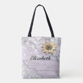 Trouw Moeder van de Bruid Kant Zonnebloem Hout Tote Bag (Achterkant)