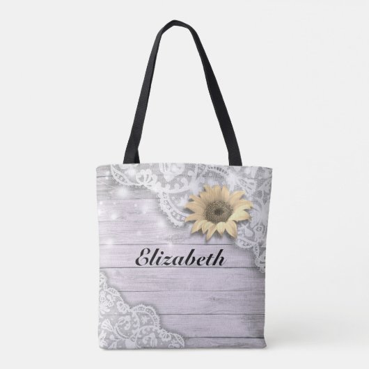 Trouw Moeder van de Bruid Kant Zonnebloem Hout Tote Bag (Achterkant)