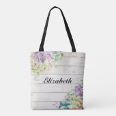 Trouw Moeder van de Bruid Succulenten Rustiek Hout Tote Bag (Achterkant)