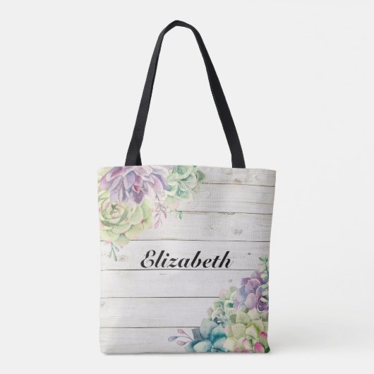 Trouw Moeder van de Bruid Succulenten Rustiek Hout Tote Bag (Achterkant)