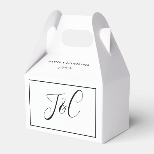 Trouw Monogram Aangepaste Namen Elegant Minimaal Bedankdoosjes (Voorkant Zijde)