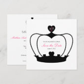 Trouw Monogram B&W Save the Date Aankondiging (Voorkant / Achterkant)