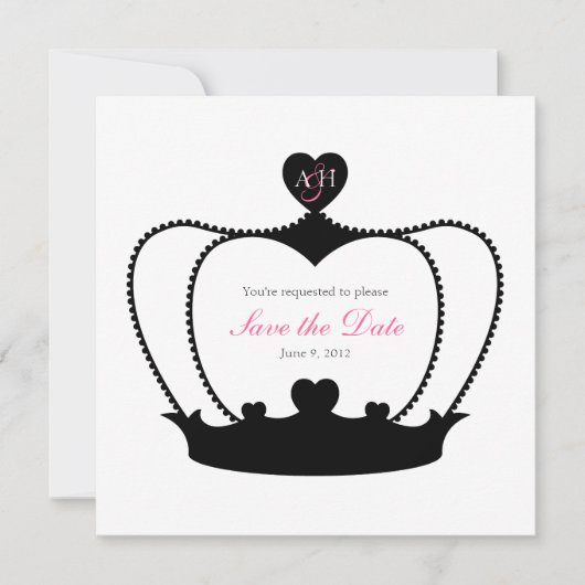 Trouw Monogram B&W Save the Date Aankondiging (Voorkant)