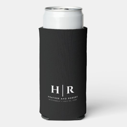 Trouw Monogram Cadeau Voor Gast Bier Sleeve Seltzer Blikjeskoeler (Seltzer Achterkant)