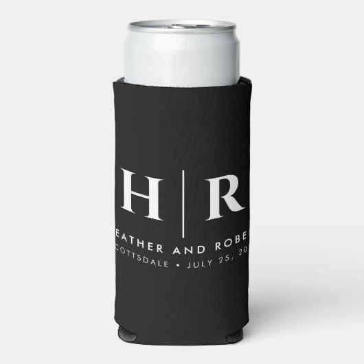 Trouw Monogram Cadeau Voor Gast Bier Sleeve Seltzer Blikjeskoeler (Seltzer Voorkant)