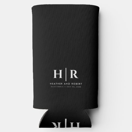 Trouw Monogram Cadeau Voor Gast Bier Sleeve Seltzer Blikjeskoeler (Achterkant)