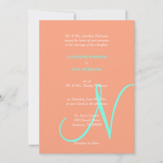 Trouw Monogram Cantaloupe Blauw Kaart (Voorkant)