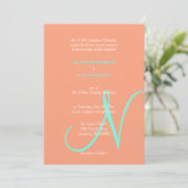 Trouw Monogram Cantaloupe Blauw Kaart (Staand voorkant)