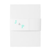 Trouw Monogram Cantaloupe Blauw Uitnodigingen Wikkel (Achterkant Voorbeeld)