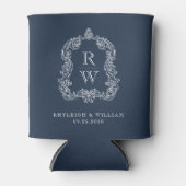 Trouw Monogram Crest Marineblauw Blikjeskoeler (Voorkant)